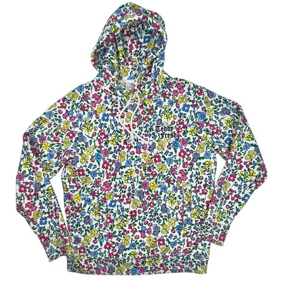 TEDDY FRESH Grandma Floral Print Pull Over Hoodie Unisex Oversized Sz XS - Picture 1 of 10